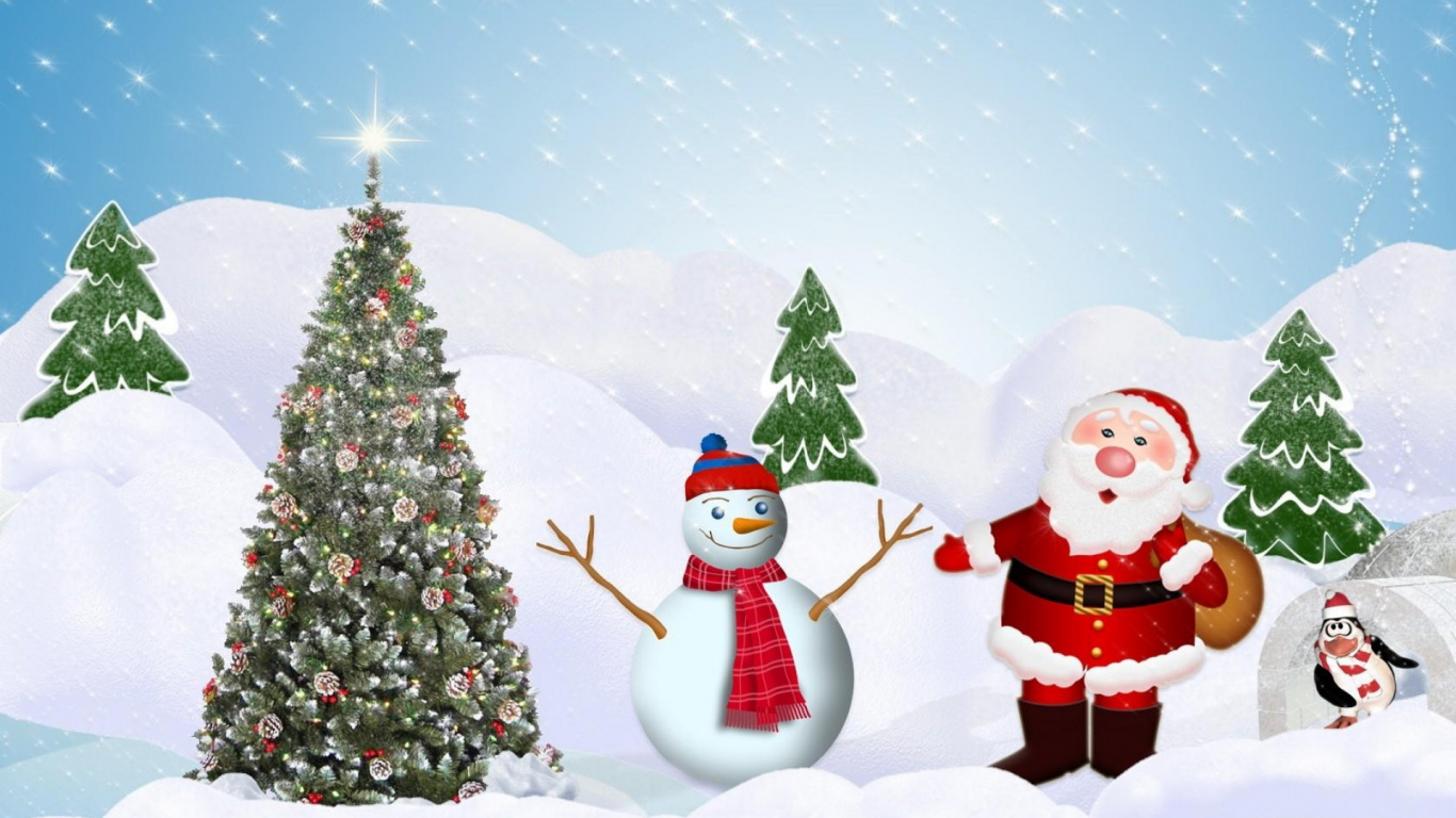 Santa Claus, Muñeco, Nochevieja, Navidad, Decoración de la Navidad. Wallpaper in 1366x768 Resolution