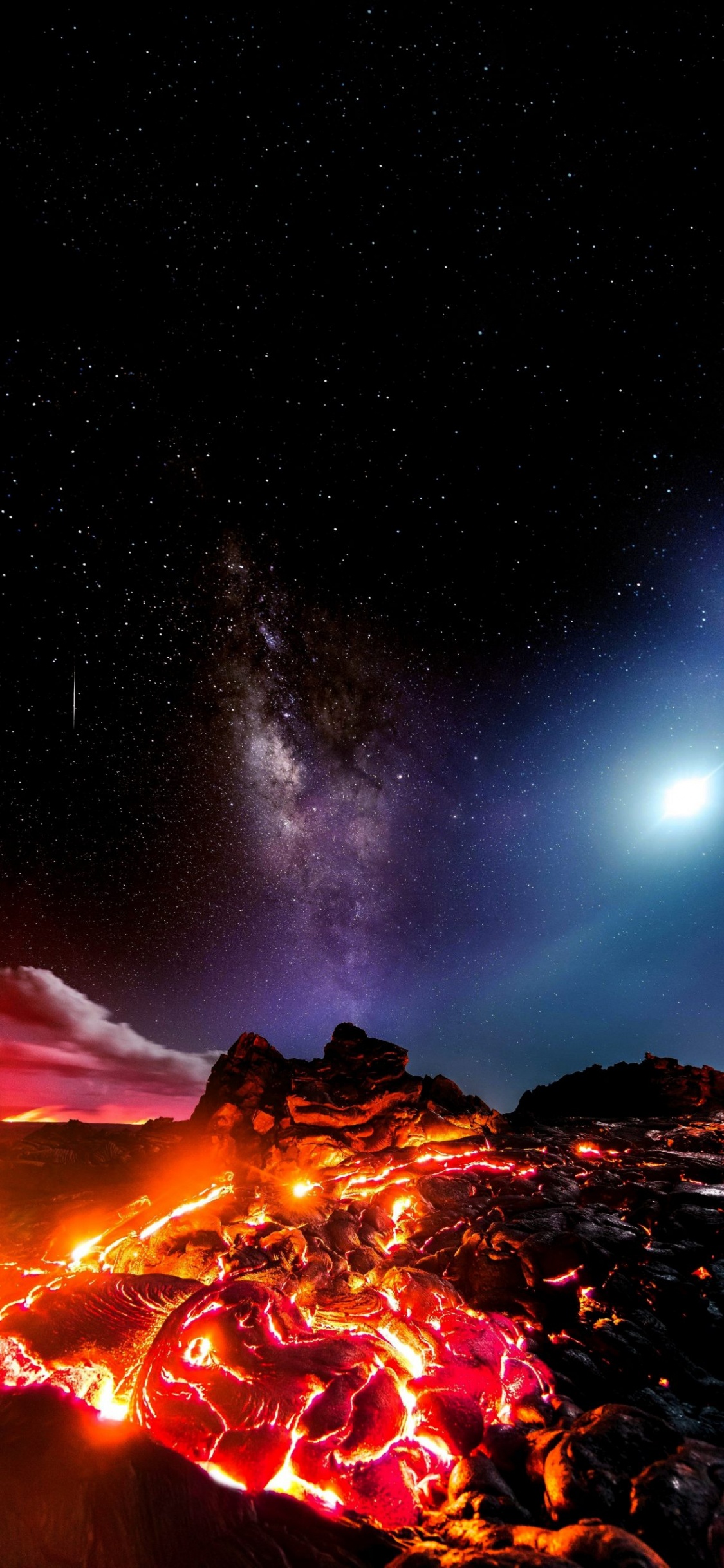 OLED, 熔岩, 银河系, 月亮, 熔岩流 壁纸 1125x2436 允许