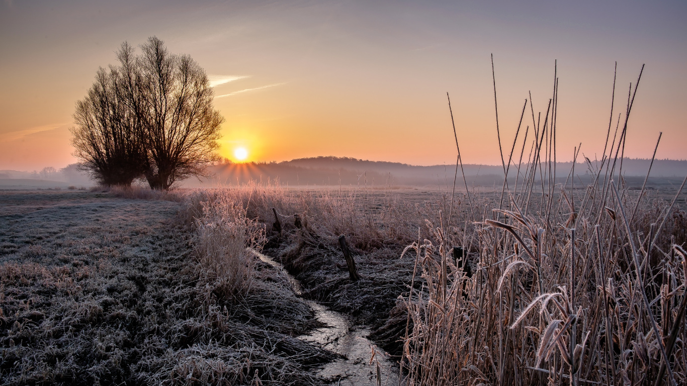 Paysage Naturel, Atmosphère, Horizon, Lever, Soleil. Wallpaper in 1366x768 Resolution
