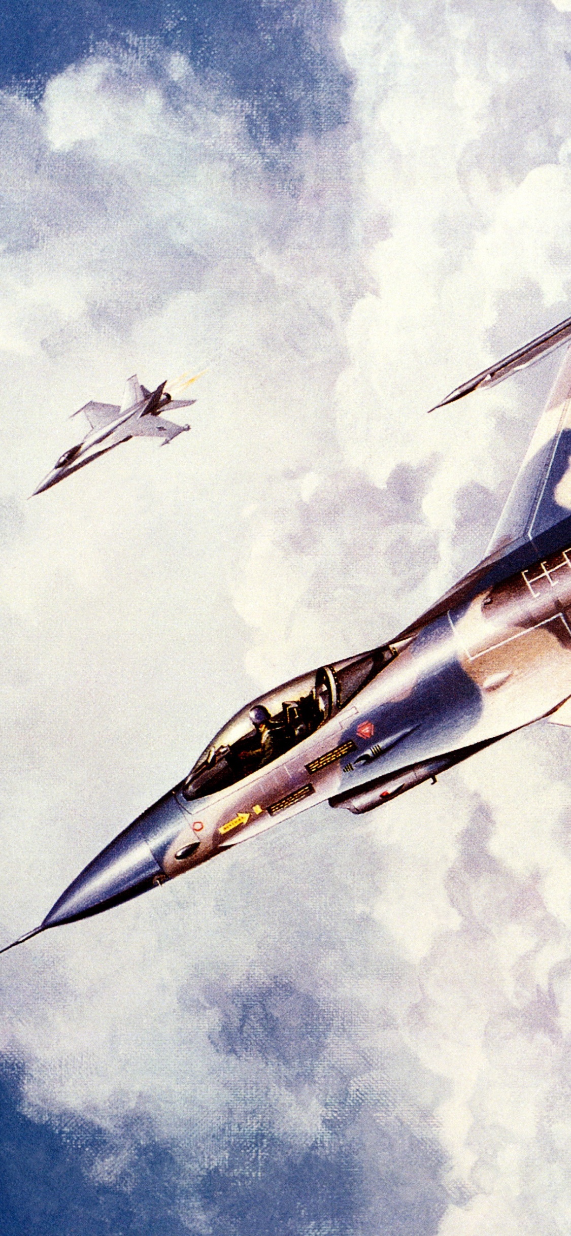 Avión a Reacción Blanco y Azul en el Aire.. Wallpaper in 1125x2436 Resolution