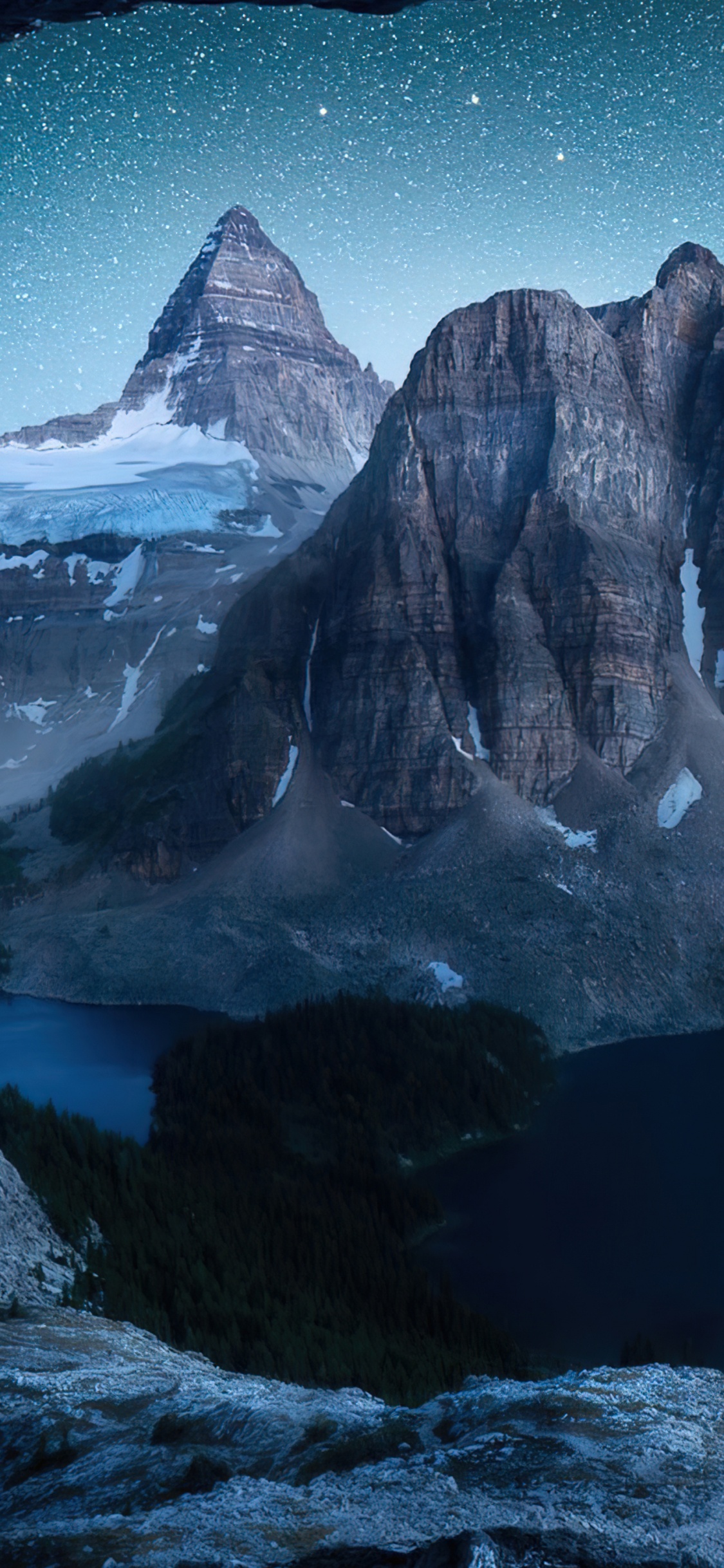 Mount Assiniboine, Magog-See, Sonnendurchbruch-Gipfel, Sonnendurchbruch See, Mount Fuji. Wallpaper in 1125x2436 Resolution