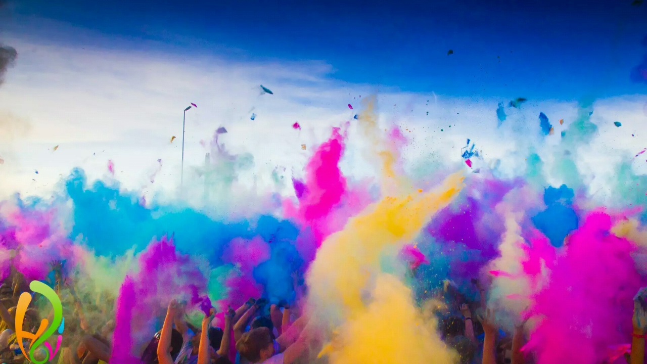 Holi, Festival, Multitud, Diversión, Humo. Wallpaper in 1280x720 Resolution