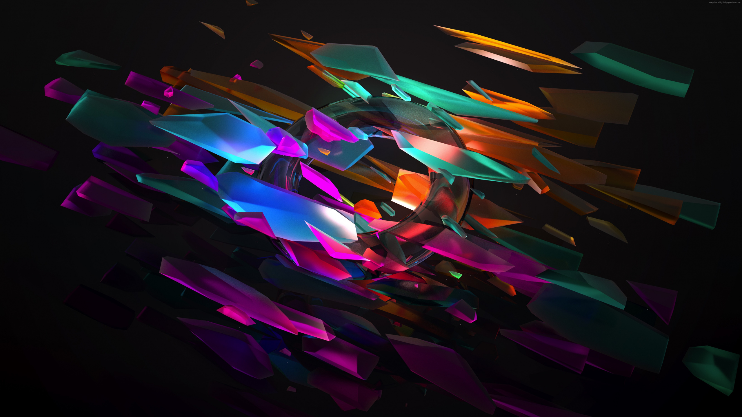 Purple Orange and Blue Abstract Art. Wallpaper in 2560x1440 Resolution