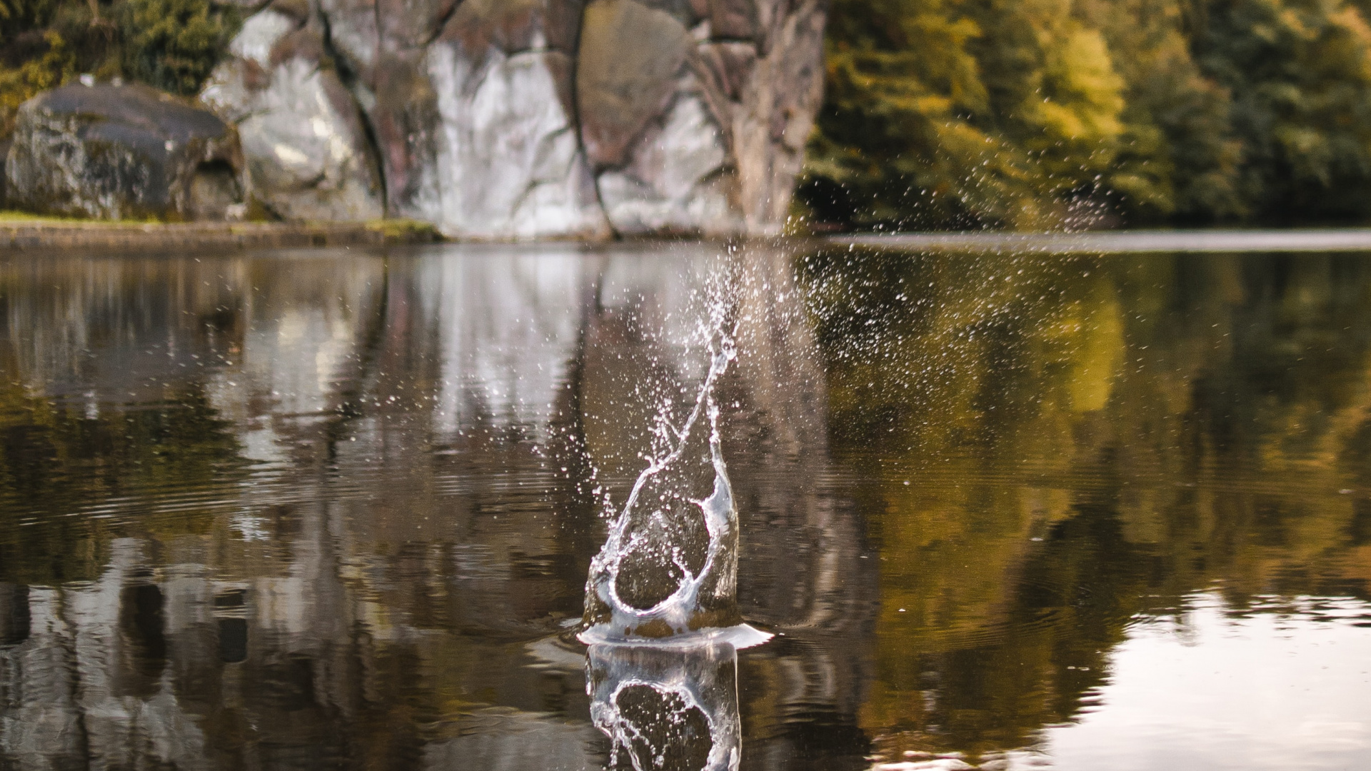 Réflexion, Rock, Nature, Arbre Céleste de Tokyo, Étang. Wallpaper in 1920x1080 Resolution