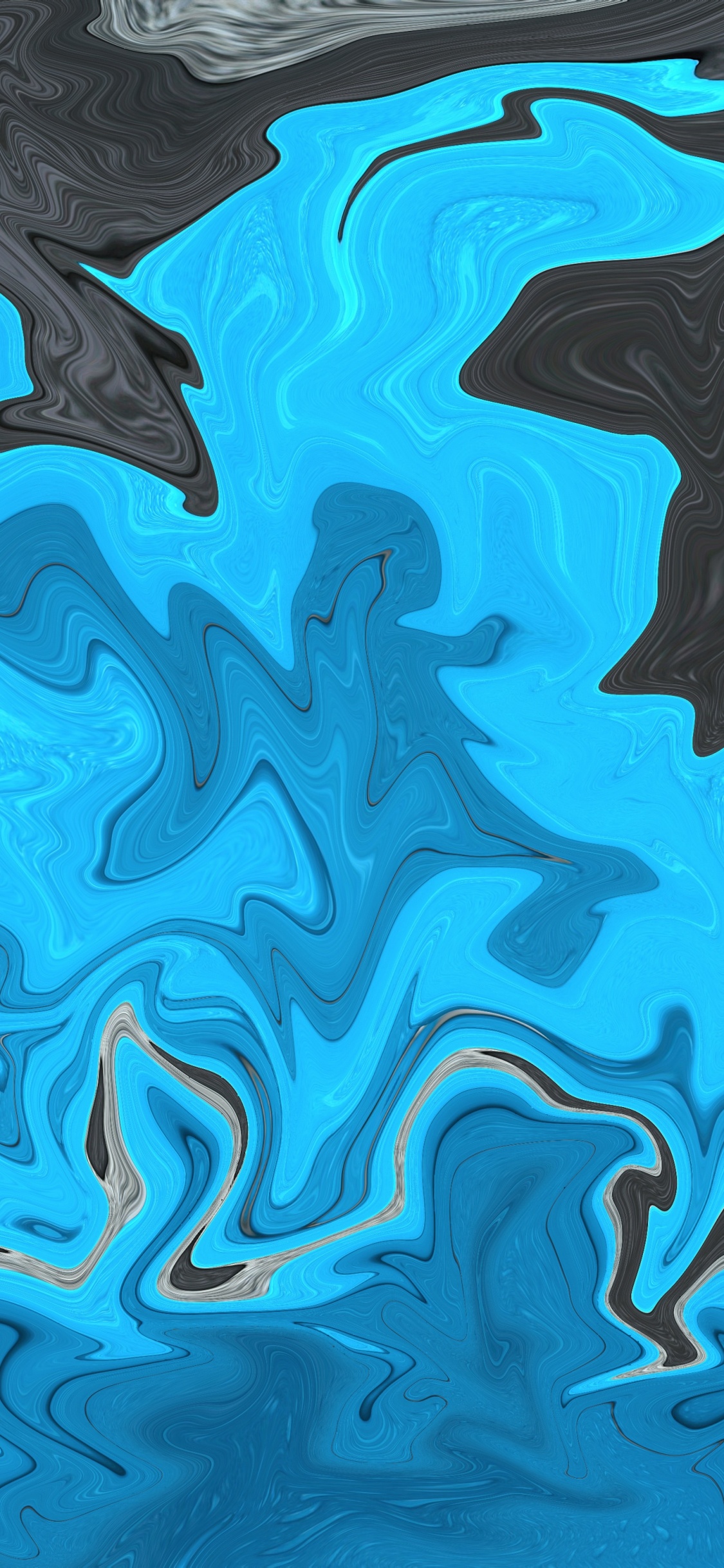Blue and Black Abstract Painting. Wallpaper in 1125x2436 Resolution