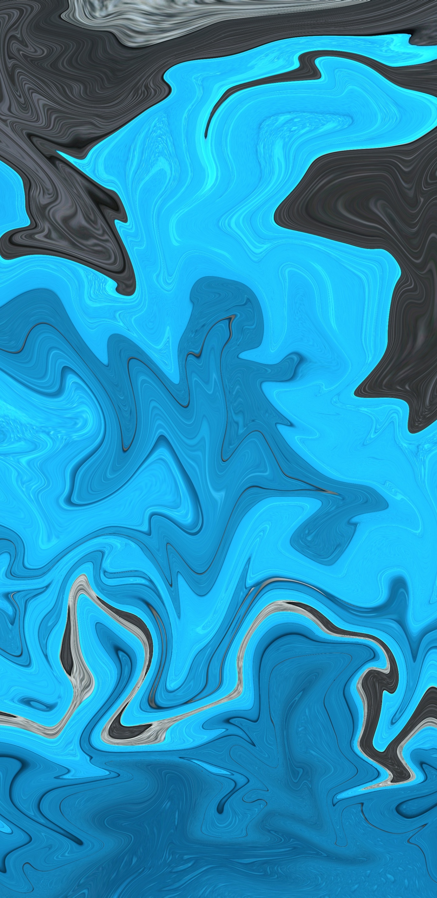 Blue and Black Abstract Painting. Wallpaper in 1440x2960 Resolution
