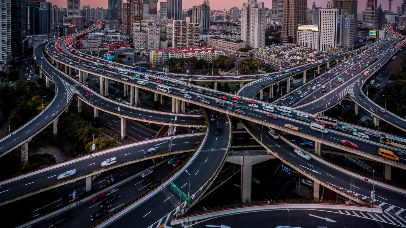 City Buildings and Road During Daytime. Wallpaper in 1366x768 Resolution