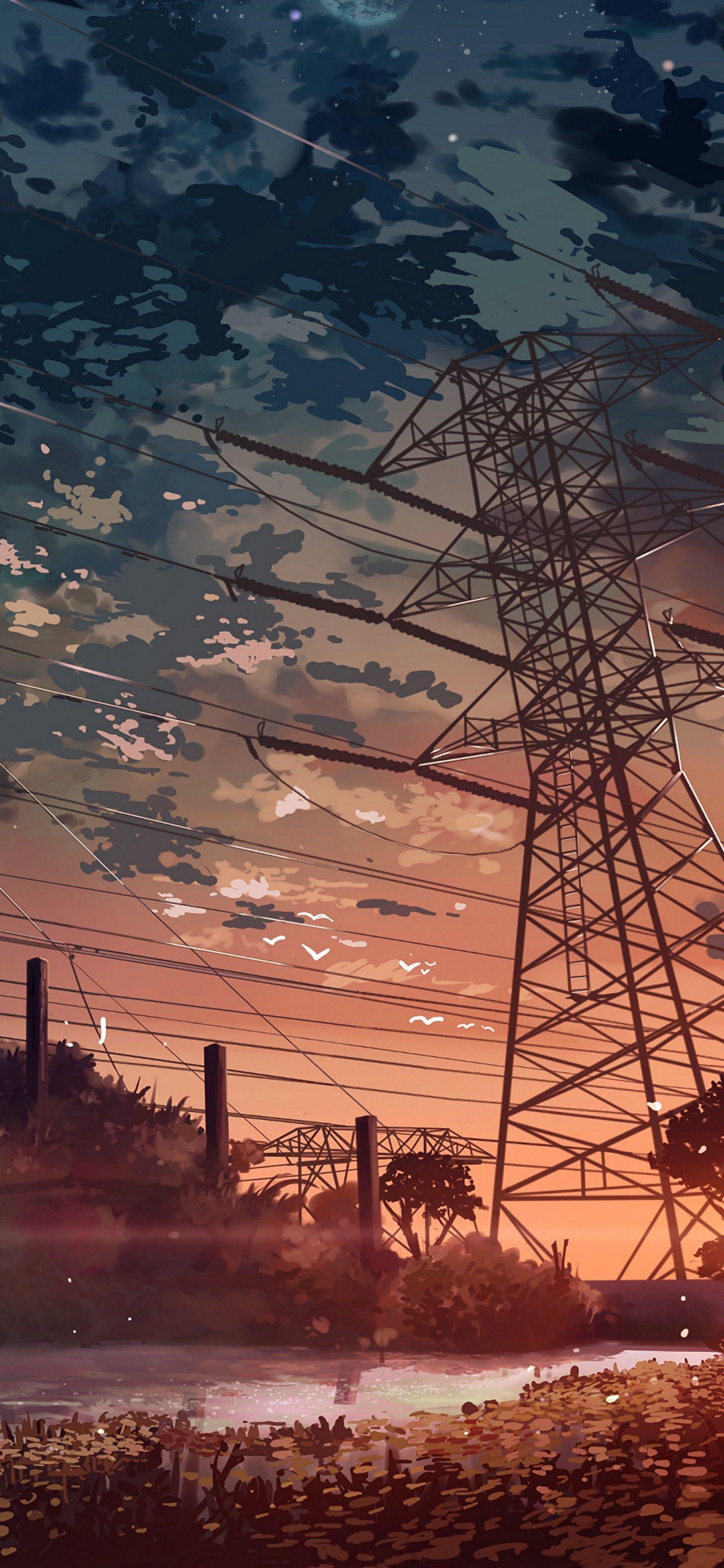 Anime, Teatral Paisaje, Arte, Ambiente, Afterglow. Wallpaper in 1242x2688 Resolution