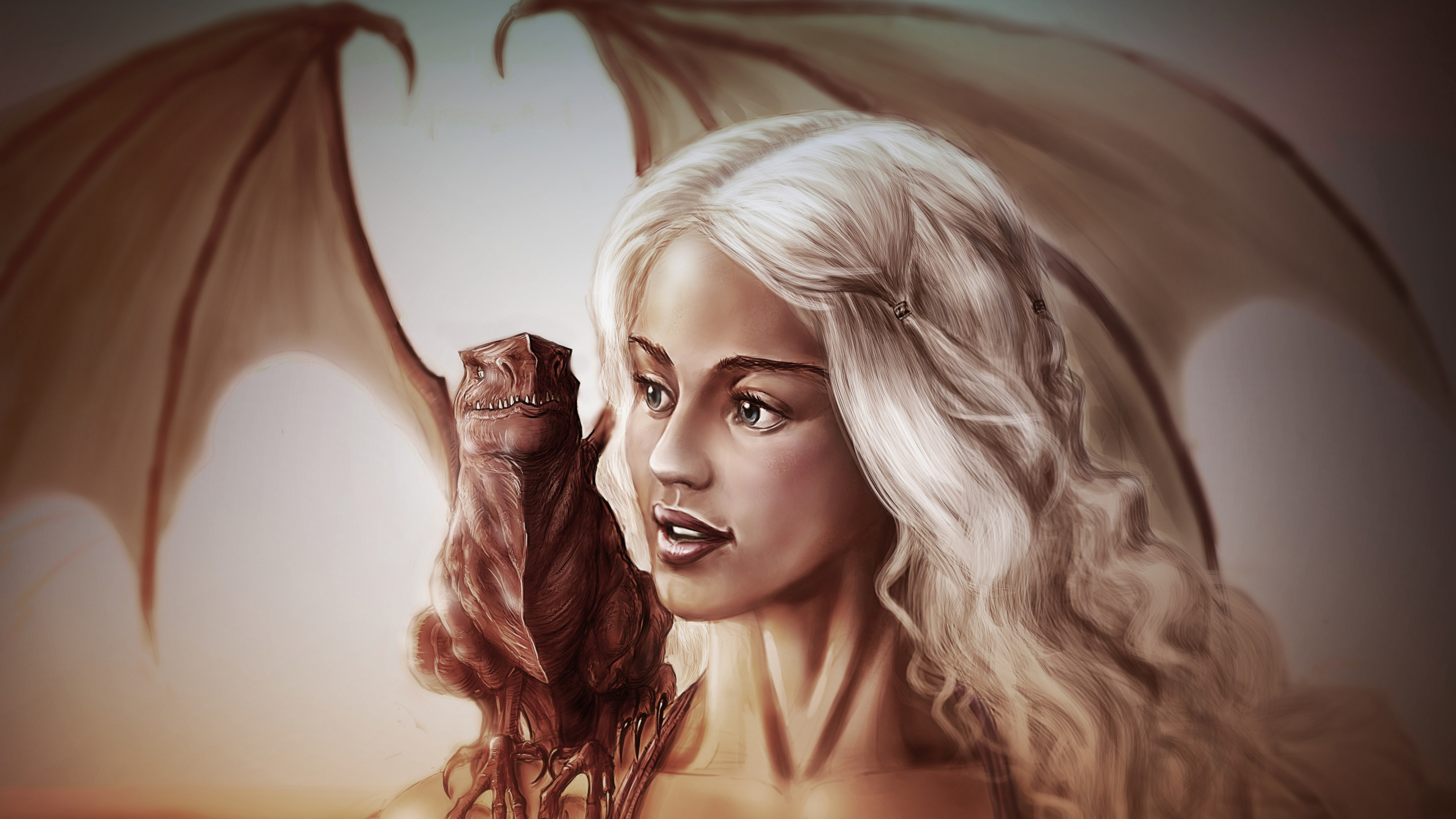 Daenerys Targaryen, Emilia Clarke, Dragón. Wallpaper in 3840x2160 Resolution