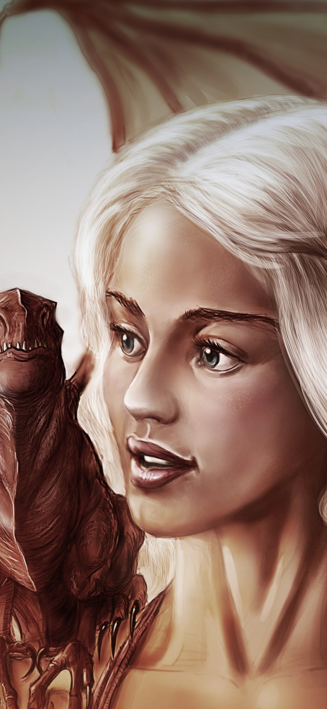 Game of Thrones, Daenerys Targaryen, Emilia Clarke, Dragon, Girl. Wallpaper in 1125x2436 Resolution