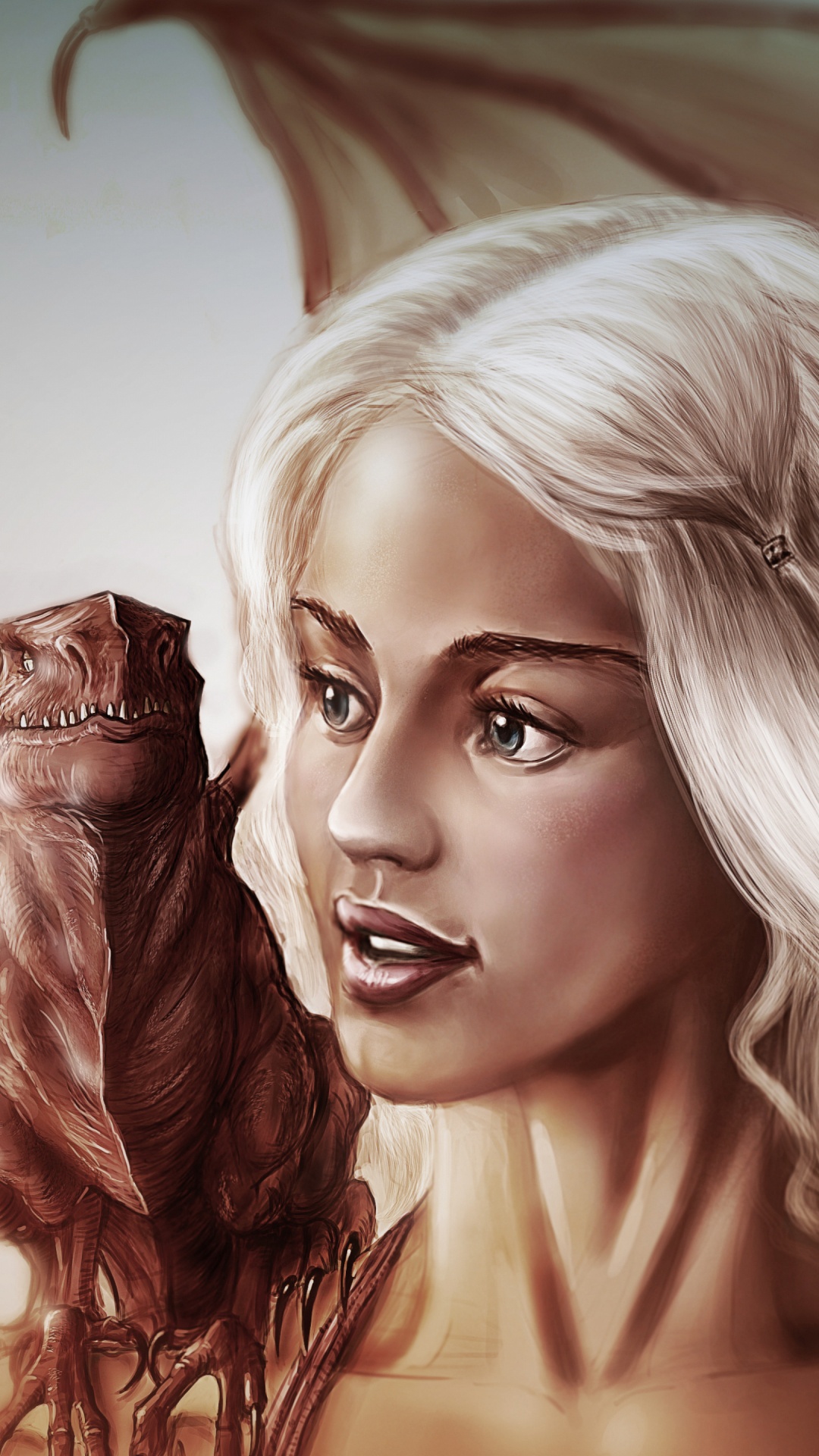 Game of Thrones, Daenerys Targaryen, Emilia Clarke, Dragon. Wallpaper in 1080x1920 Resolution