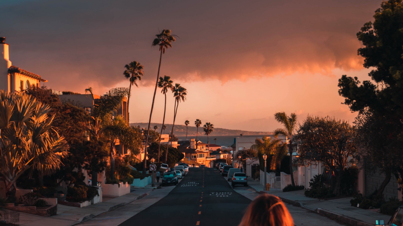 Los Angeles, Atmosphère, Afterglow, Orange, Surface de la Route. Wallpaper in 1280x720 Resolution