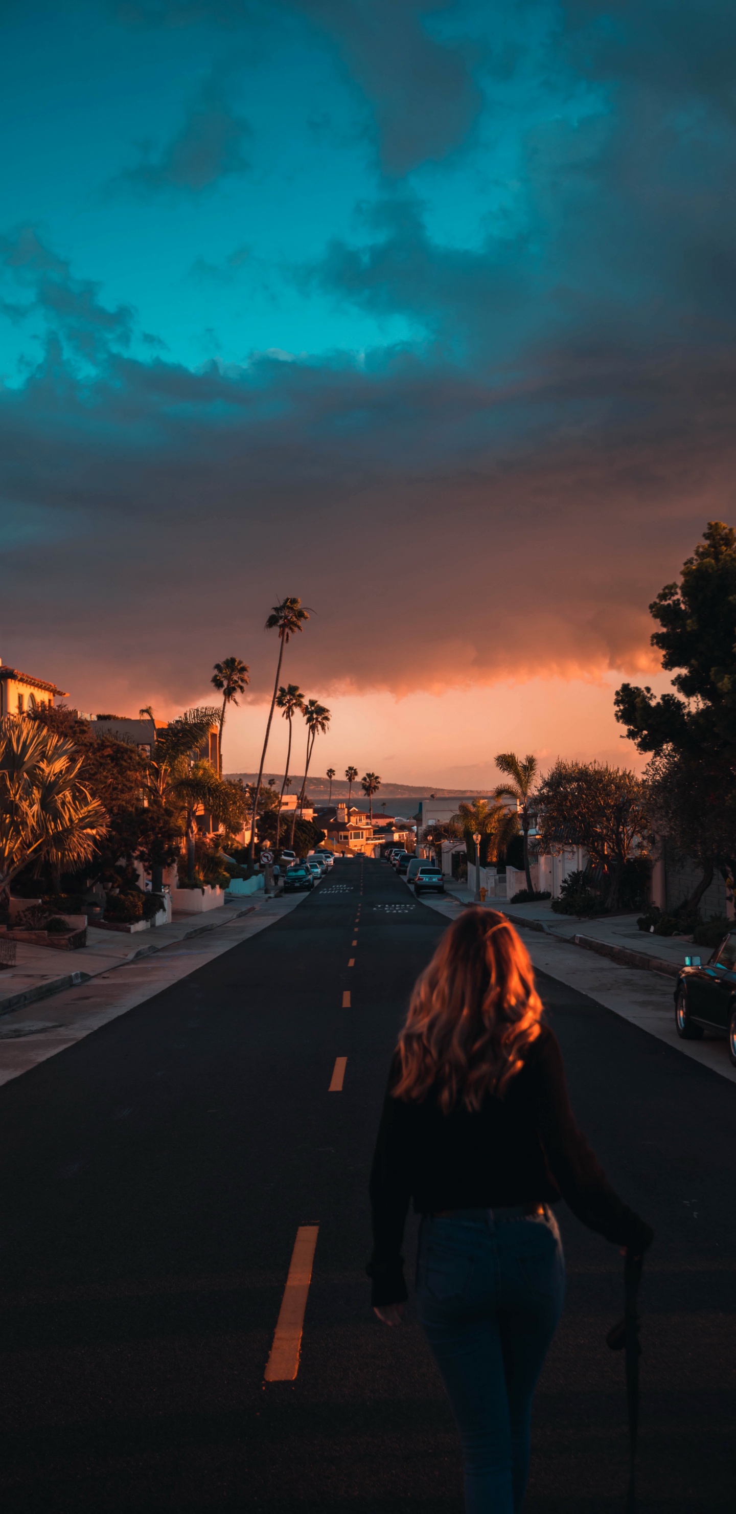 Los Angeles, Cloud, Atmosphäre, Afterglow, Orange. Wallpaper in 1440x2960 Resolution