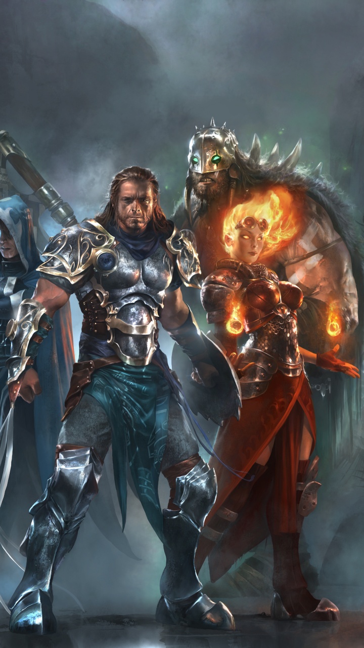 Gruppe Von Männern im Schwarzen Und Roten Anzug, Die Schwerter Halten Holding. Wallpaper in 720x1280 Resolution