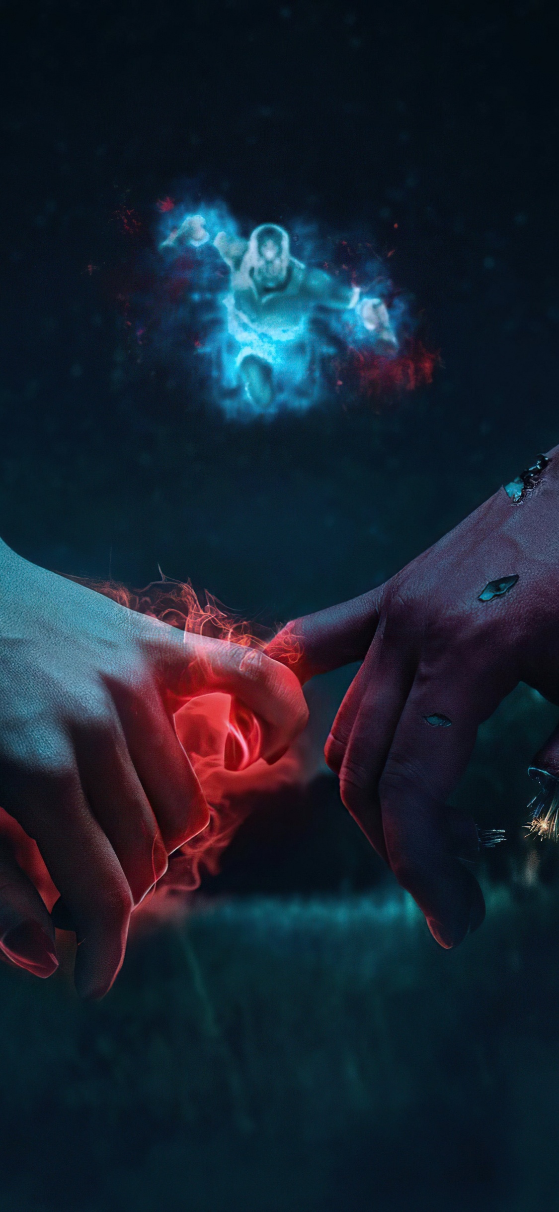 Agatha Harkness, Wanda Maximoff, Vision, Wasser, Unterwasser. Wallpaper in 1125x2436 Resolution