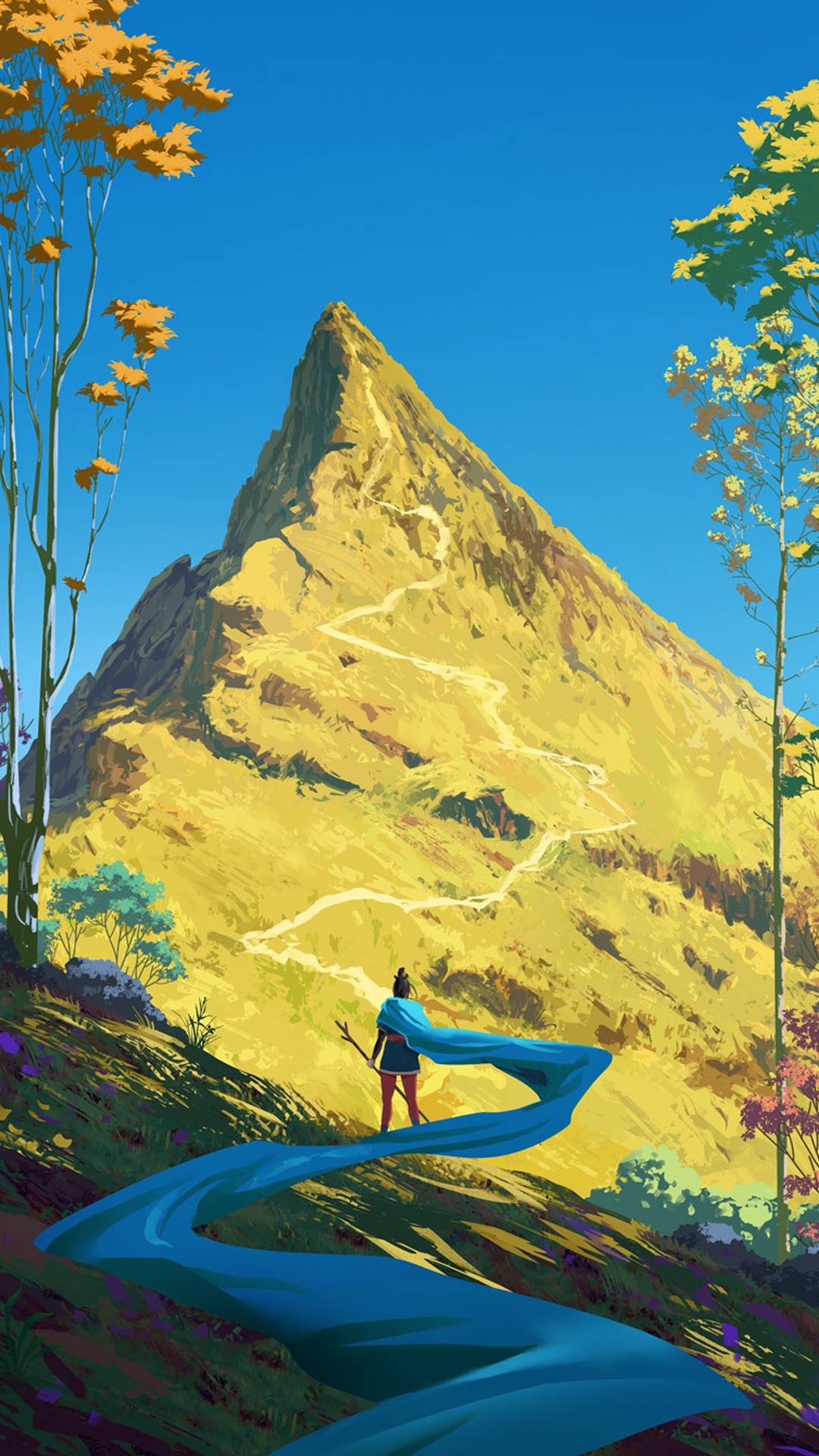 Art, Graphic Design, Slope, Mountain, People in Nature. Wallpaper in 1080x1920 Resolution