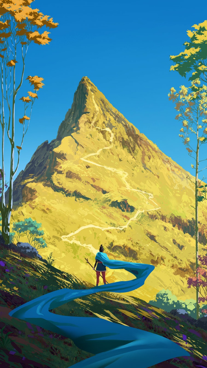 Art, Graphisme, Pente, Les Gens Dans la Nature, Sauvages. Wallpaper in 720x1280 Resolution