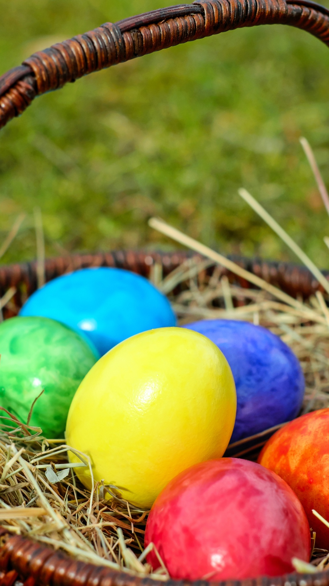 复活节兔子, 复活节彩蛋, 假日, 复活节篮子, 篮子里 壁纸 1080x1920 允许