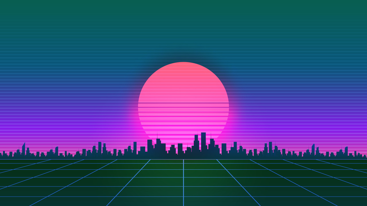 Cyberpunk, Vaporwave, Synthwave, Entorno Natural, Morado. Wallpaper in 1280x720 Resolution