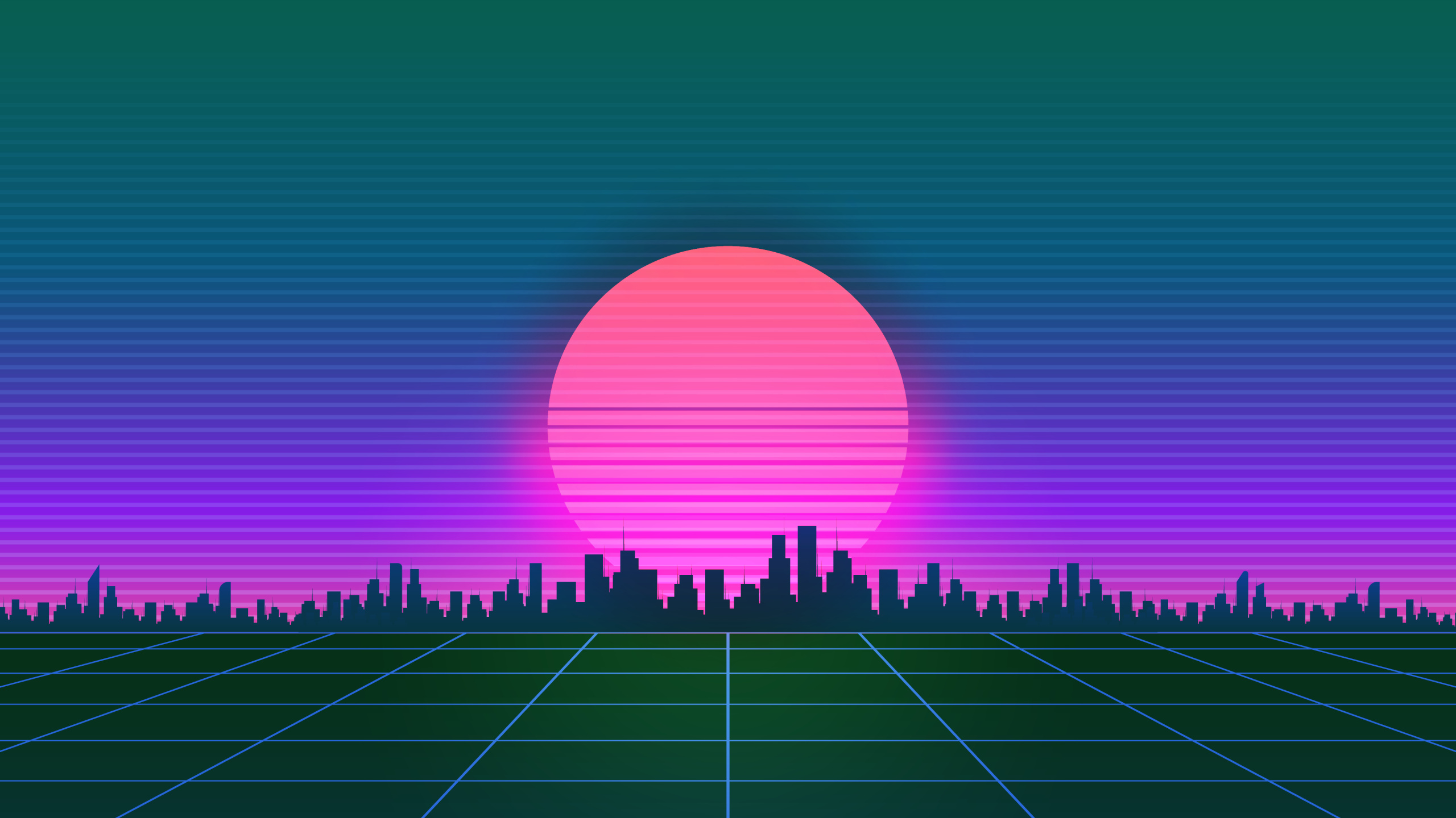 Cyberpunk, Vaporwave, Synthwave, Entorno Natural, Morado. Wallpaper in 2560x1440 Resolution