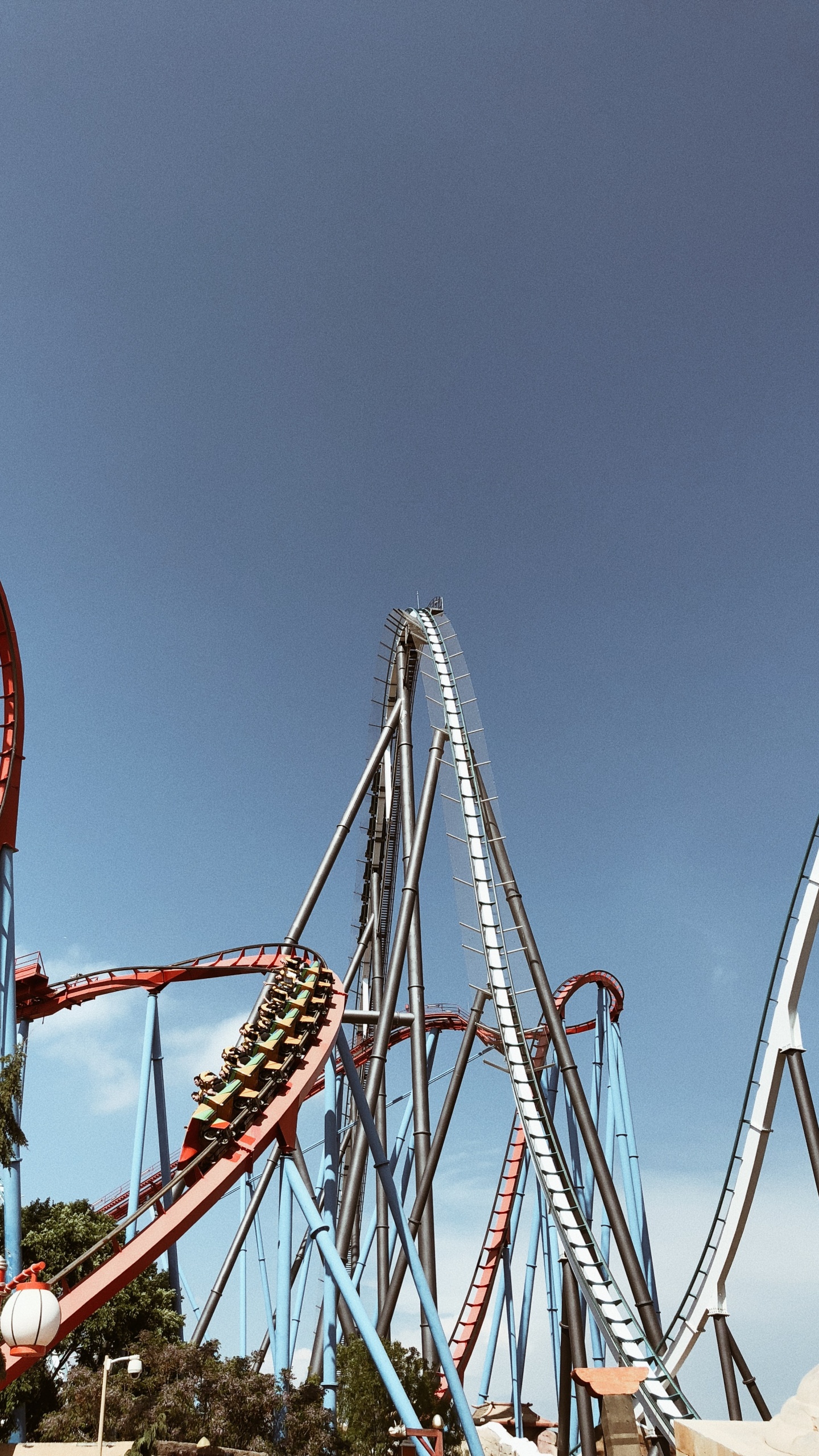Roller Coaster, Tourist Attraction, Nature, Blue, Daytime. Wallpaper in 1440x2560 Resolution