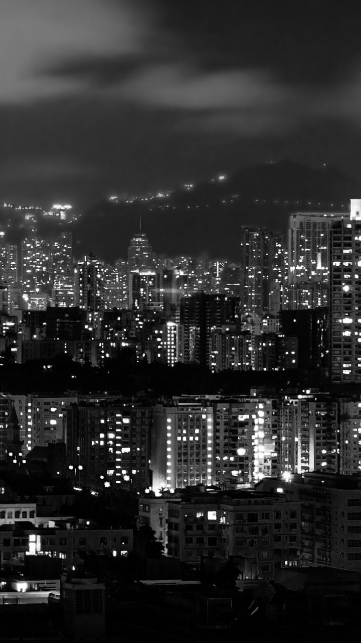 Grayscale Photo of City Buildings. Wallpaper in 720x1280 Resolution