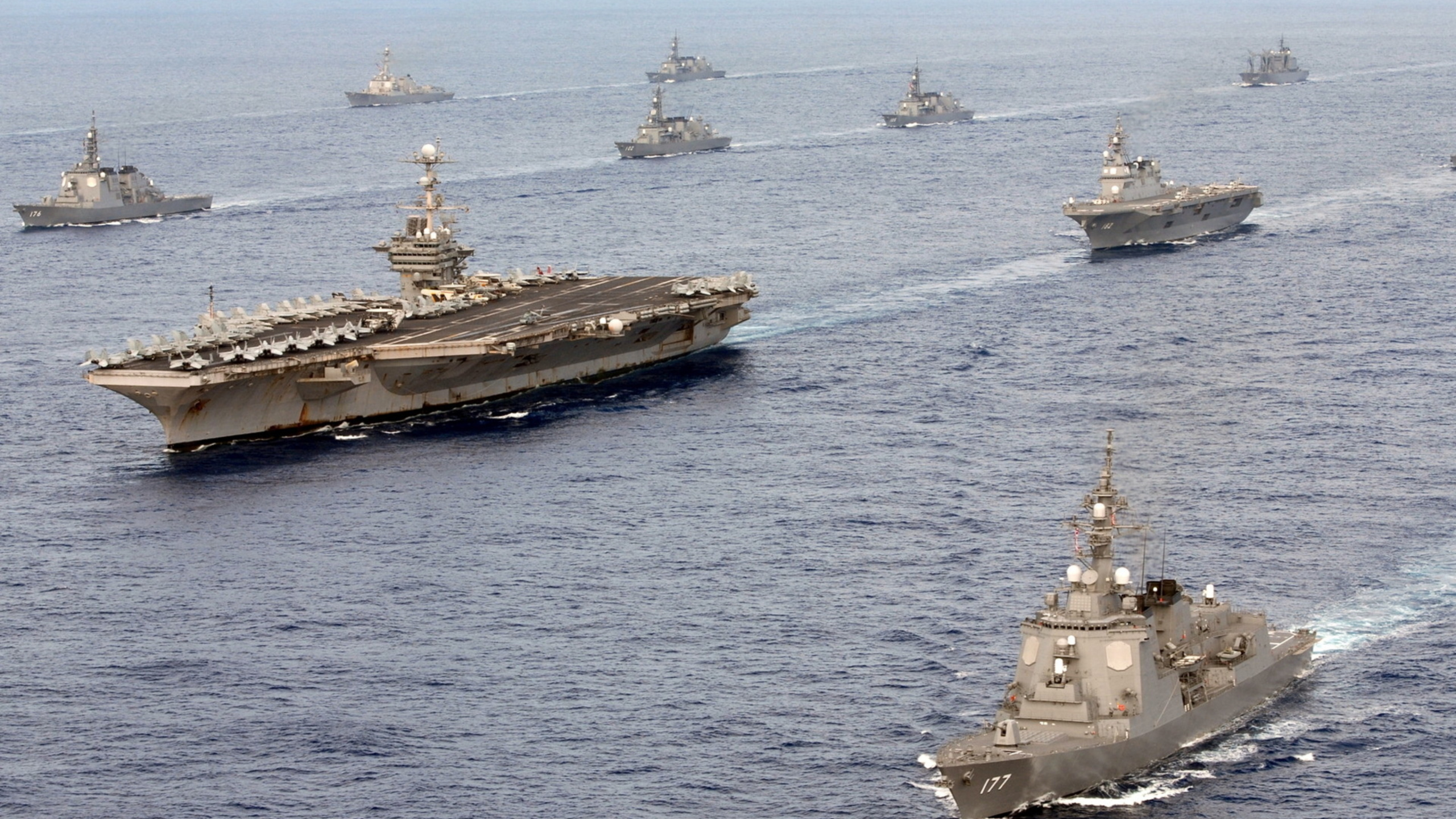 Flotte de la Marine, Marine Des États-unis, Porte-avions, Navire de Guerre, Force D'autodéfense Maritime Japonaise. Wallpaper in 2560x1440 Resolution
