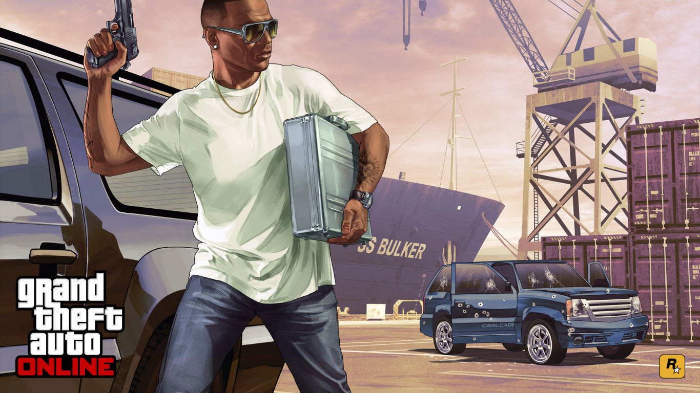 Grand Theft Auto v, Rockstar Games, Auto, Playstation 4, Multiplayer-video-Spiel. Wallpaper in 1366x768 Resolution