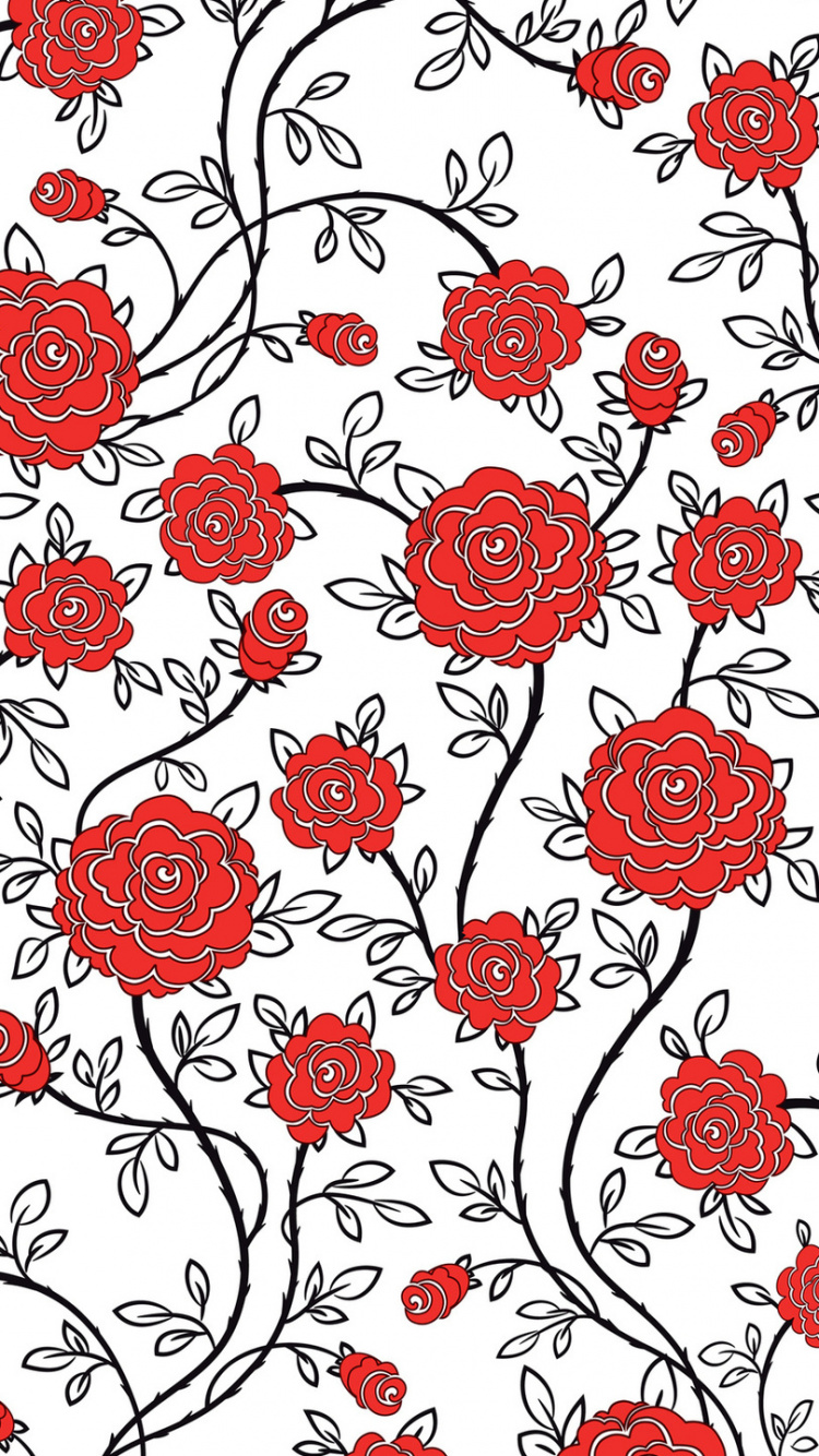 Red and White Floral Design. Wallpaper in 750x1334 Resolution