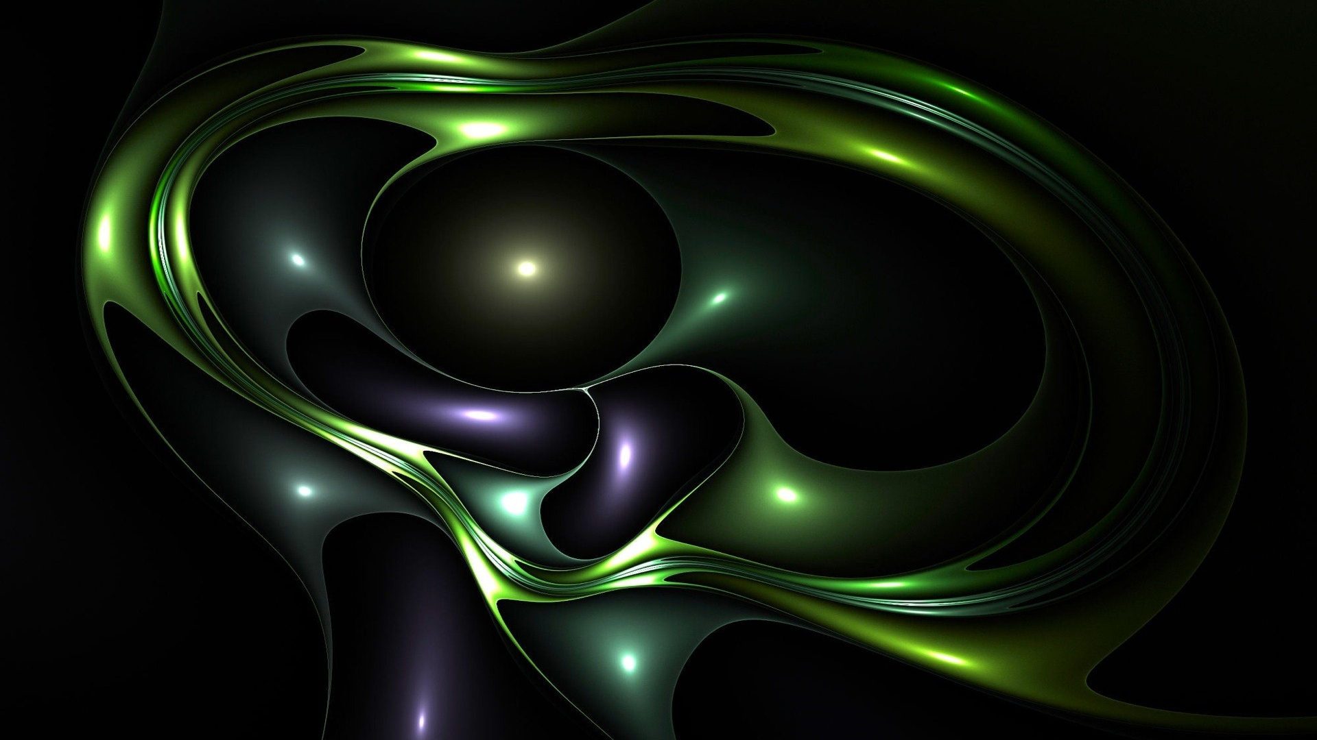 Green and Black Abstract Illustration. Wallpaper in 1920x1080 Resolution