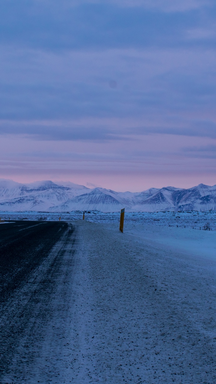 Blau, Road, Schnee, Alpen, Bergigen Landschaftsformen. Wallpaper in 720x1280 Resolution