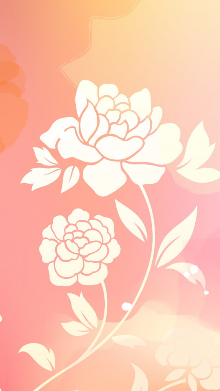 Red and White Floral Illustration. Wallpaper in 750x1334 Resolution