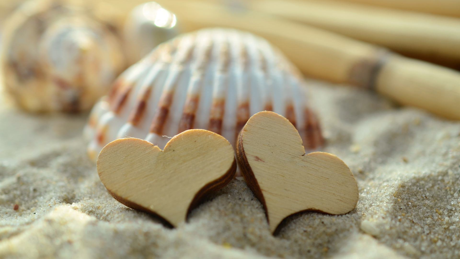 Sand, Heart, Beach, Shell, Food. Wallpaper in 1920x1080 Resolution