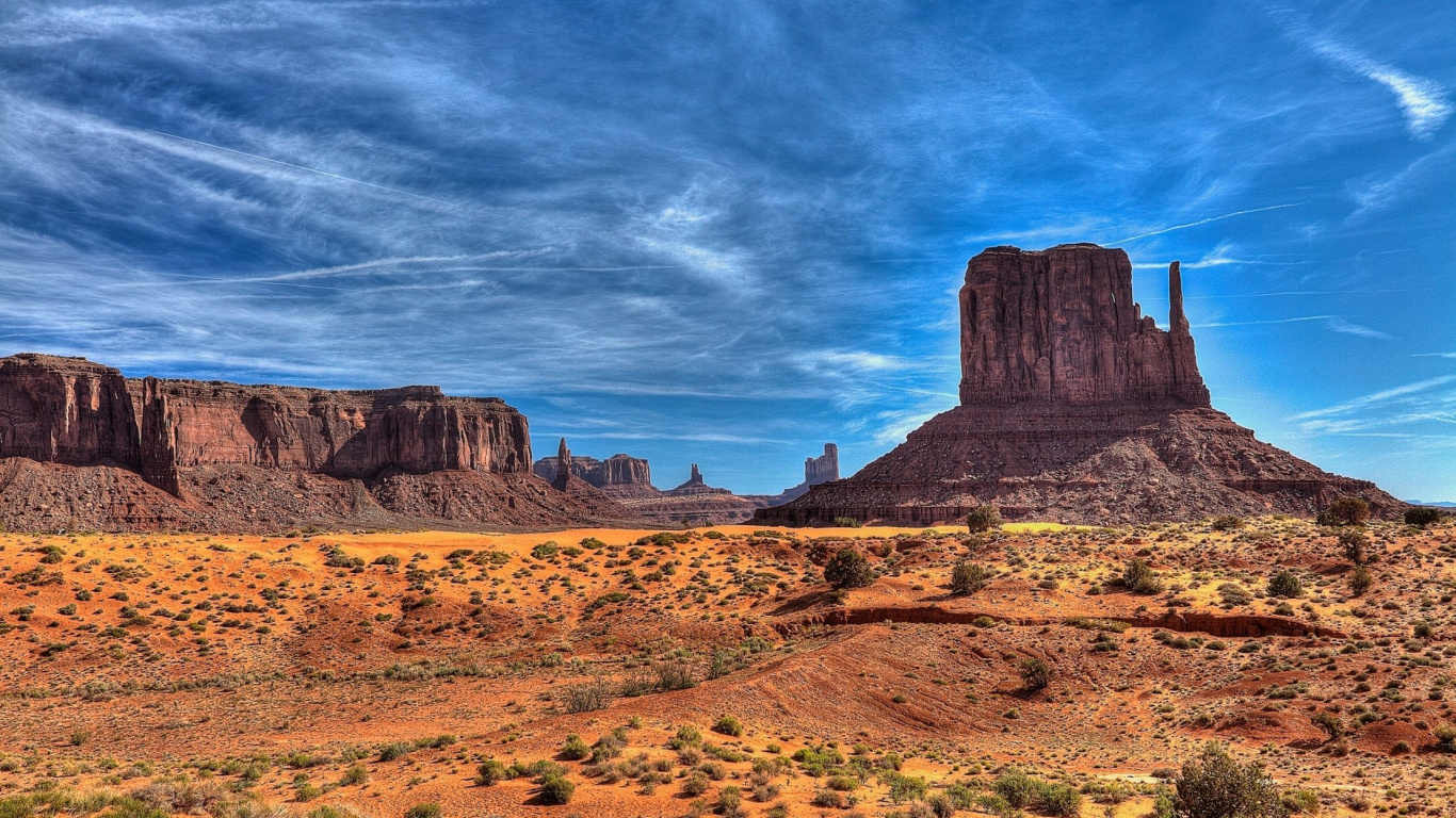 Brown Rock Formation Under Blue Sky and White Clouds During Daytime. Wallpaper in 1366x768 Resolution