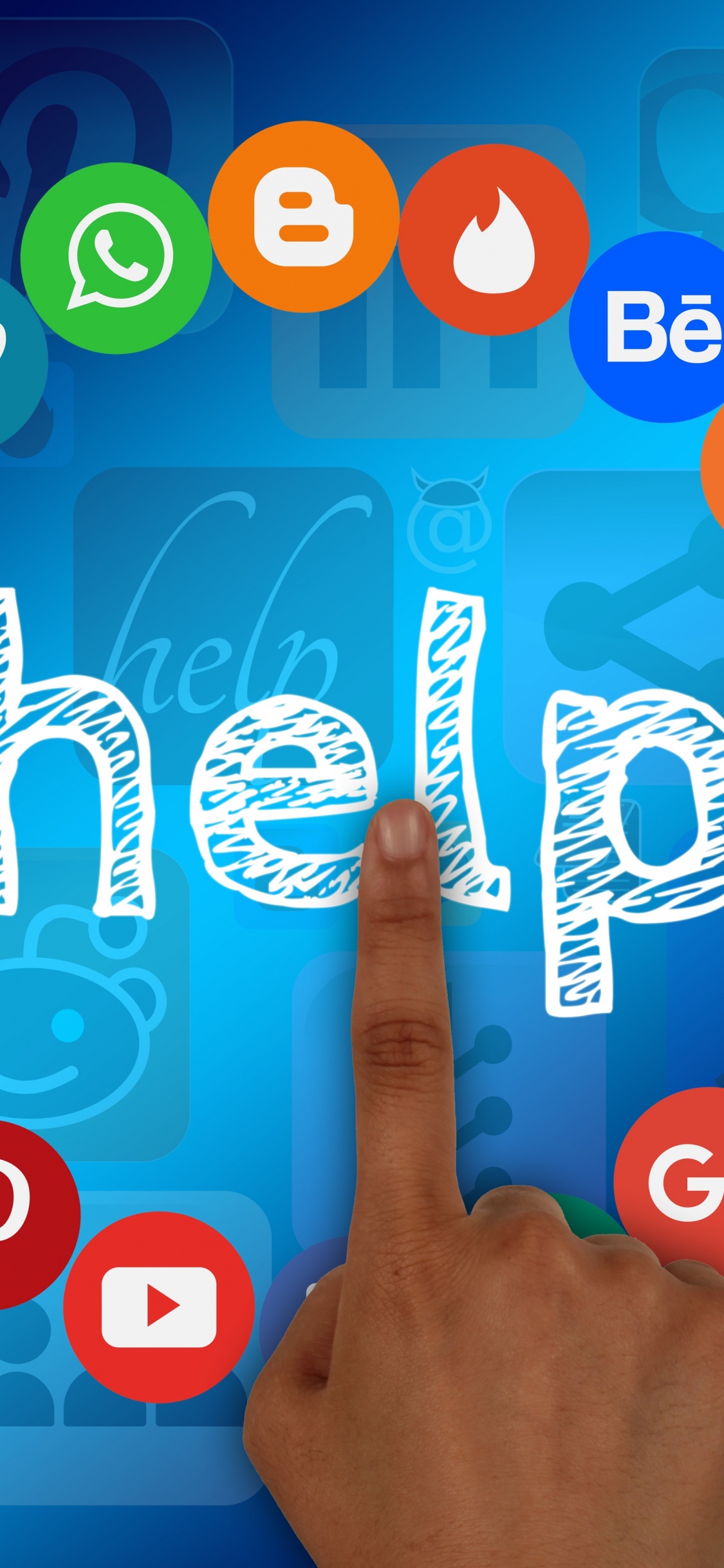 Personen Rechte Hand Mit Blauem Und Weißem Hintergrund. Wallpaper in 1125x2436 Resolution