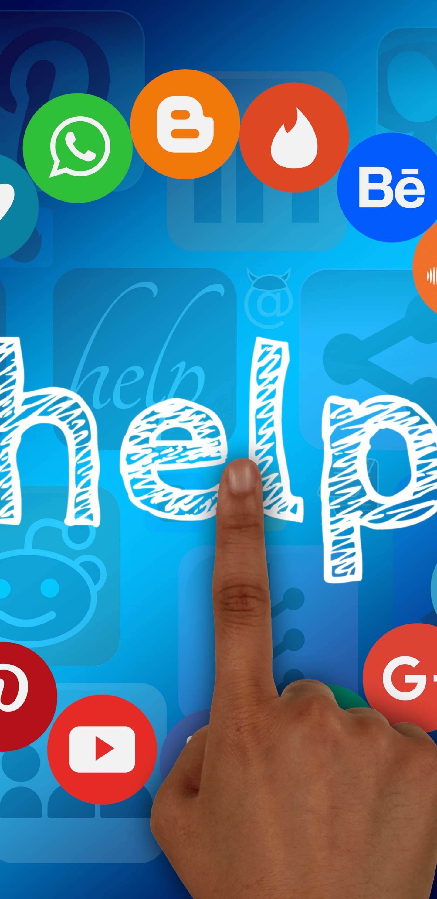 Personen Rechte Hand Mit Blauem Und Weißem Hintergrund. Wallpaper in 1440x2960 Resolution