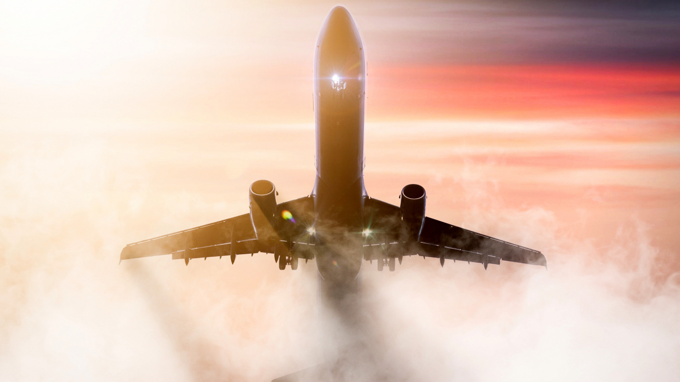 White Airplane in Mid Air During Daytime. Wallpaper in 1366x768 Resolution