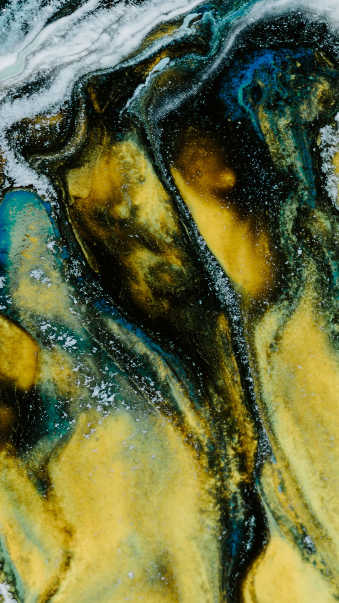 Pintura Abstracta Amarilla Negra y Azul. Wallpaper in 1080x1920 Resolution