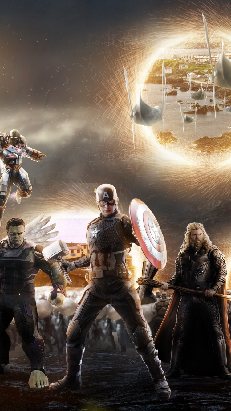 Avengers Vereint Euch, Captain America, Thanos, Iron Man, Avengers. Wallpaper in 750x1334 Resolution