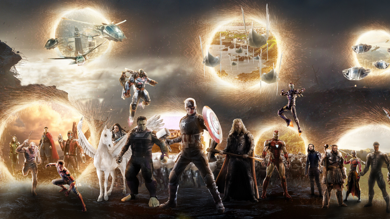 Réunion de Justiciers, Captain America, Thanos, L'homme de Fer, Vengeur. Wallpaper in 1280x720 Resolution