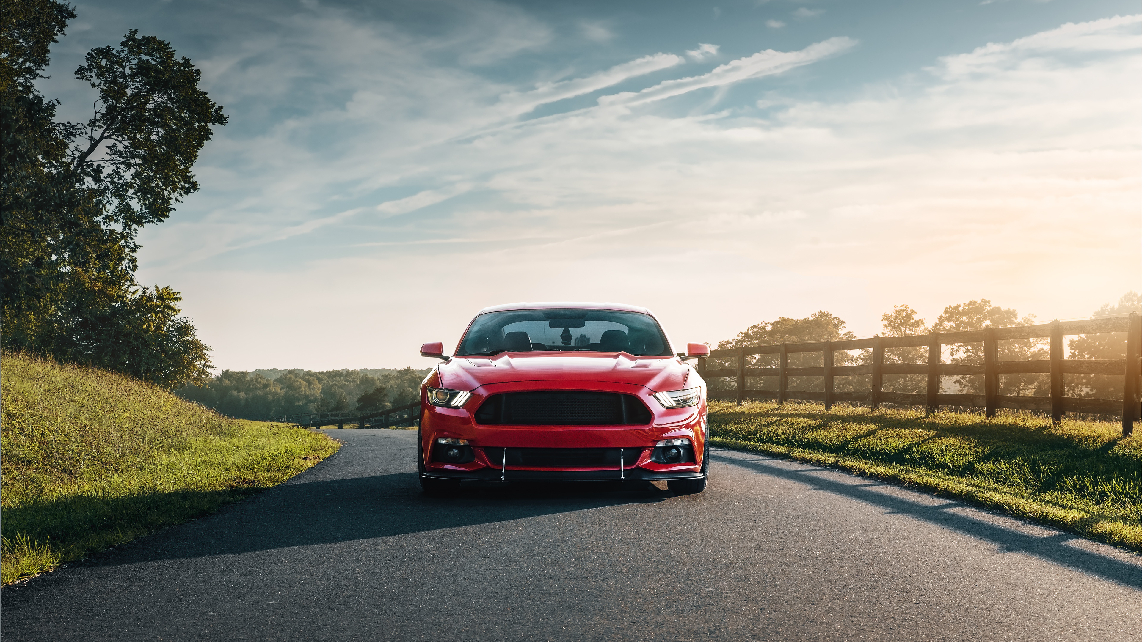 Red Car on The Road During Daytime. Wallpaper in 3840x2160 Resolution