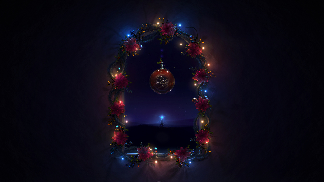 Christmas Day, Holiday, Christmas Tree, Light, Darkness. Wallpaper in 1366x768 Resolution