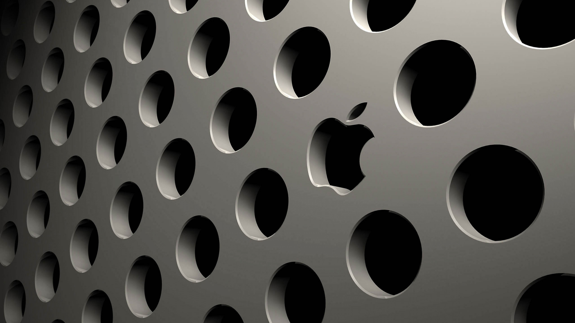 Apple, Negro, Patrón, Metal, Monocromo. Wallpaper in 1920x1080 Resolution