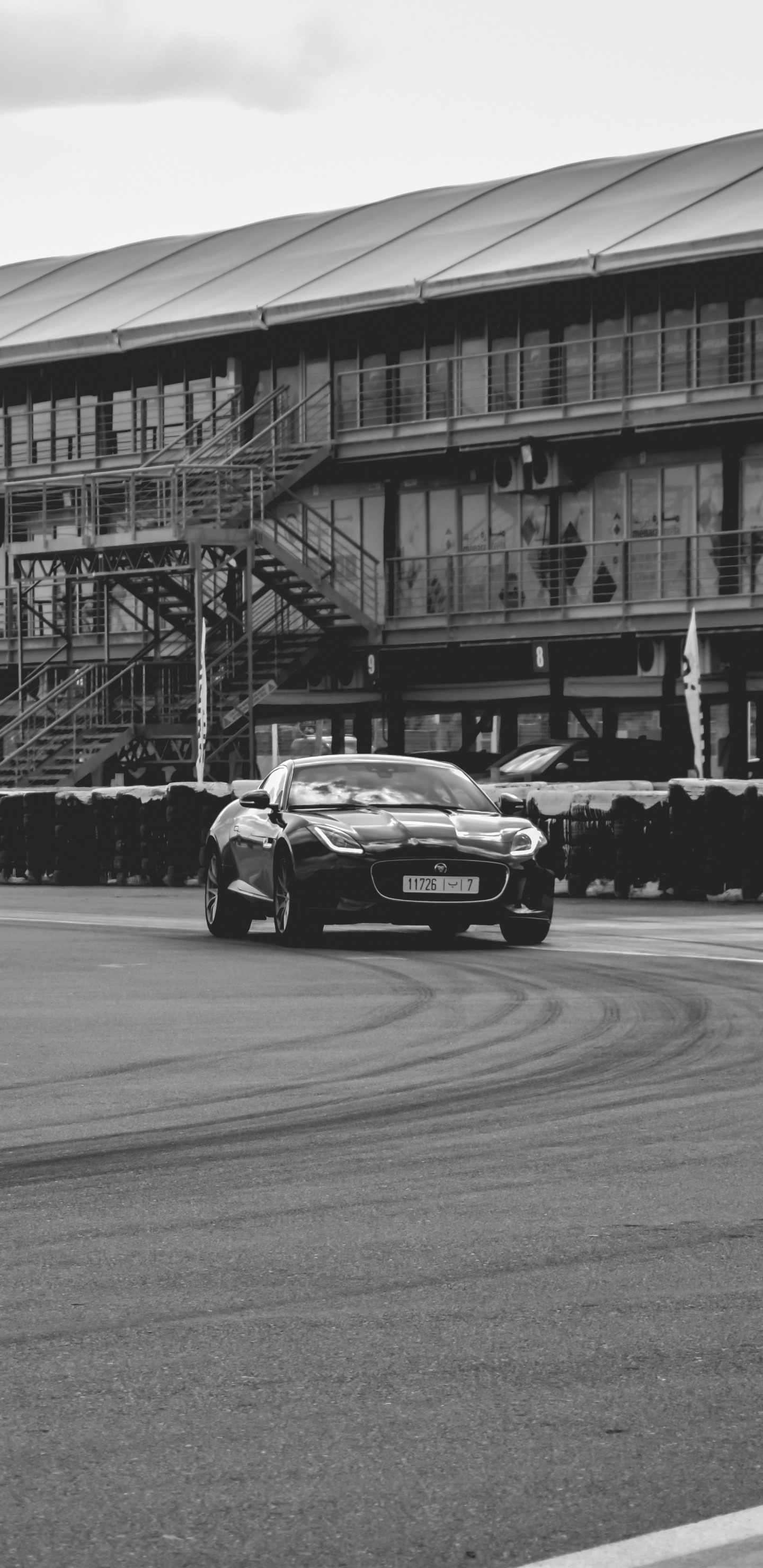 Grayscale Photo of Cars on Road. Wallpaper in 1440x2960 Resolution