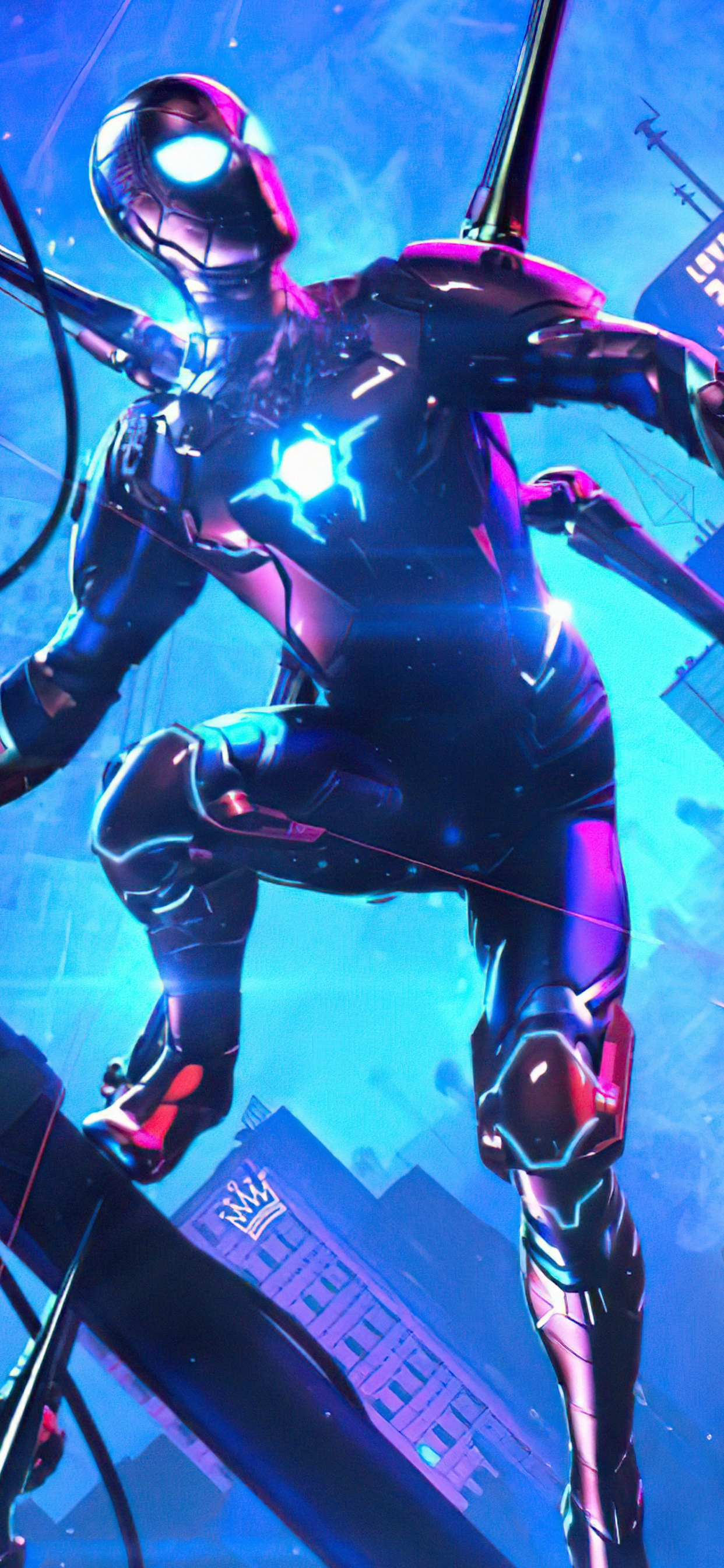 Spider Verse Into The Cyberpunk. Wallpaper in 1242x2688 Resolution