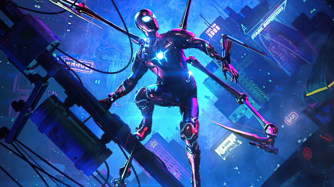 Spider Verse Into The Cyberpunk. Wallpaper in 1280x720 Resolution