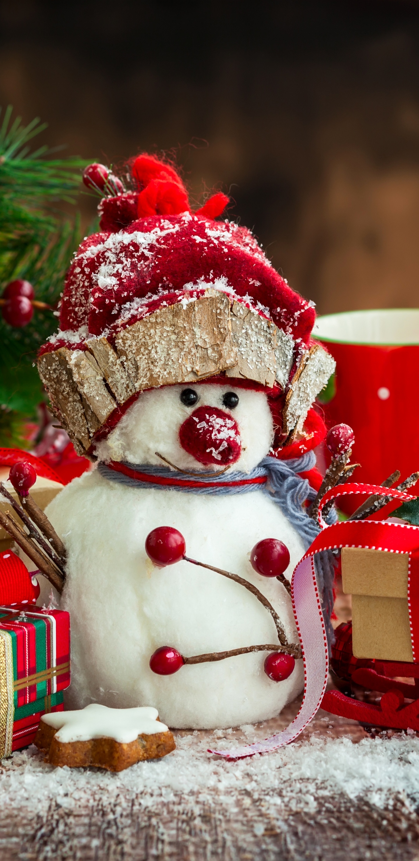 Weihnachten, Christmas Ornament, Weihnachtsdekoration, Schneemann, Ded Moroz. Wallpaper in 1440x2960 Resolution