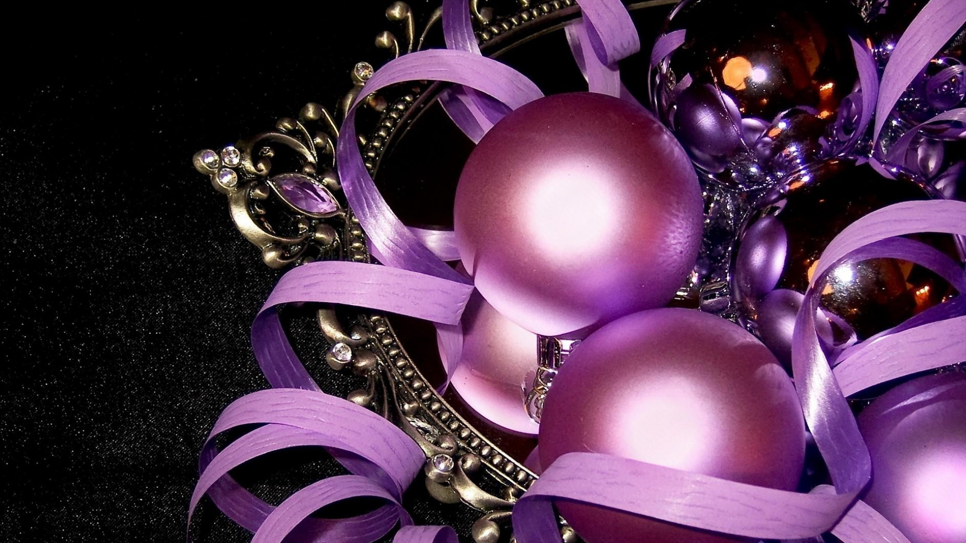 New Year, Purple, Violet, Christmas Decoration, Garland. Wallpaper in 1920x1080 Resolution