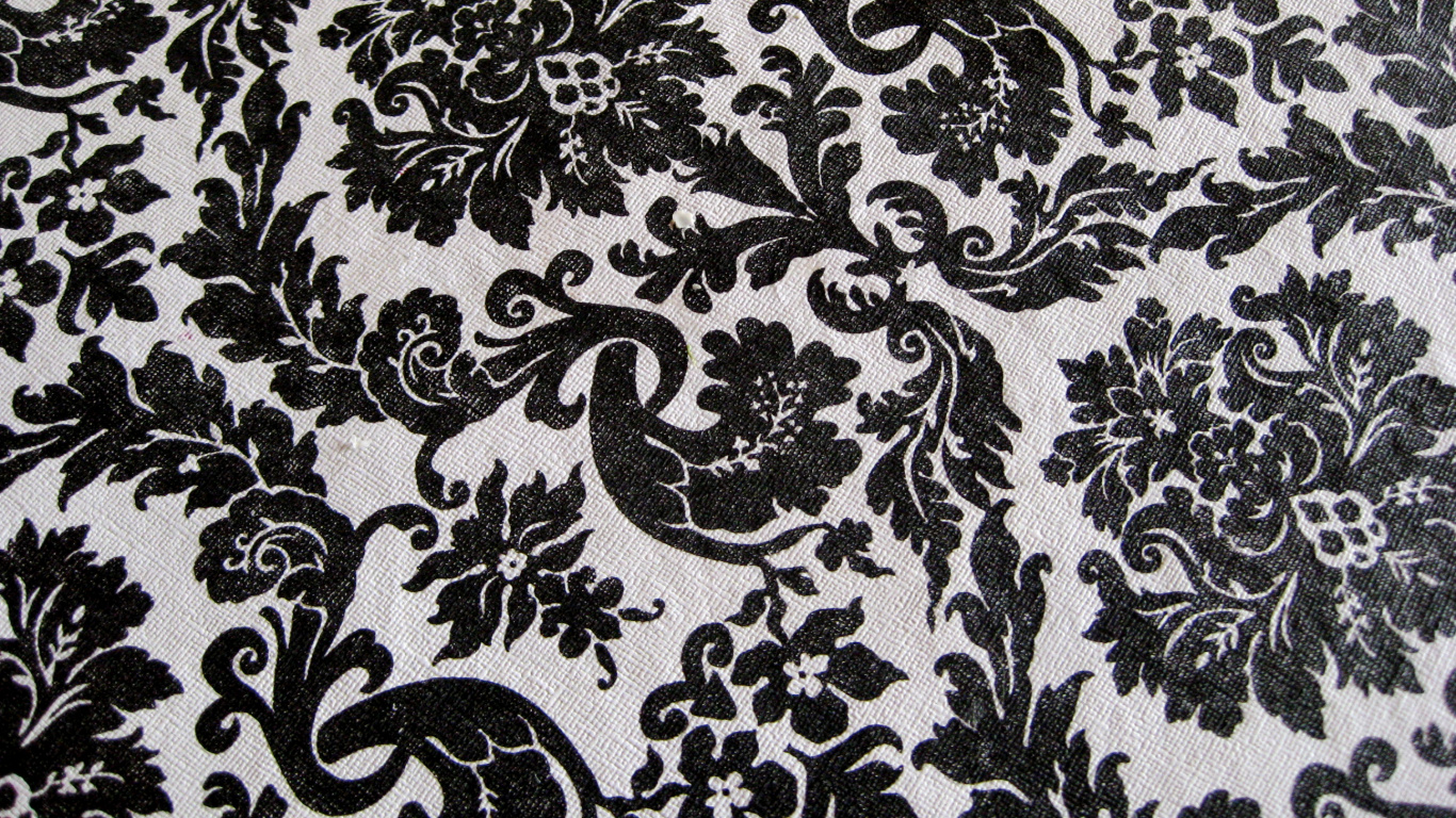 Textile Floral Noir et Blanc. Wallpaper in 1366x768 Resolution