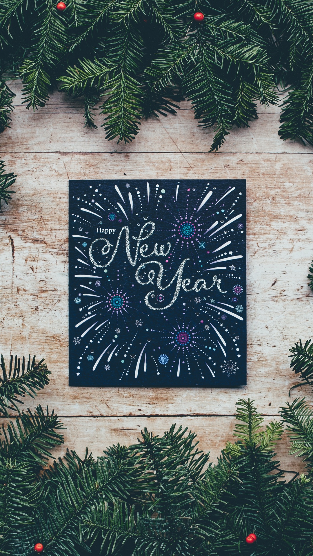 Nouvelle Année, le Réveillon du Nouvel An, Feuille, Evergreen, Sapin. Wallpaper in 1080x1920 Resolution